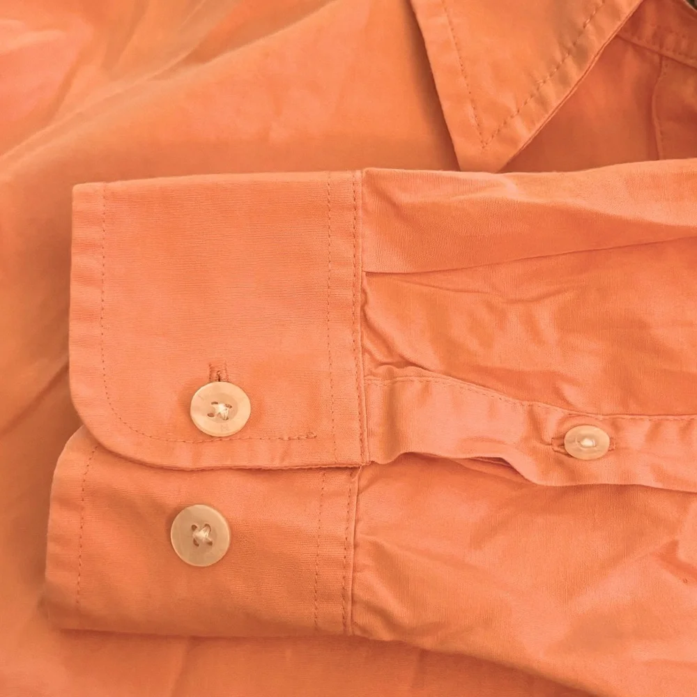 Lauren Ralph Lauren Size M Orange Long Sleeve Button Down Shirt - Picture 3 of 4